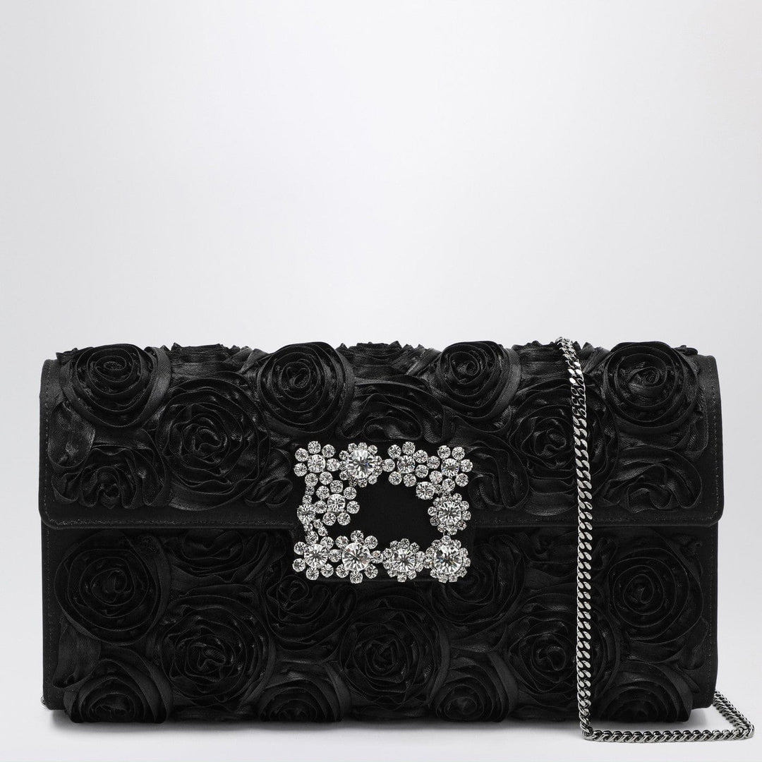Apparel &amp; Accessories TU ROGER VIVIER - Black Flower clutch bag Efflorescence Brand
