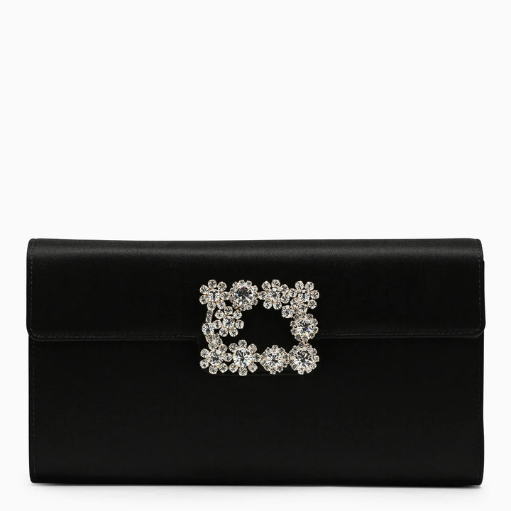 ROGER VIVIER - Black satin clutch bag with buckle Brand Apparel &amp; Accessories U