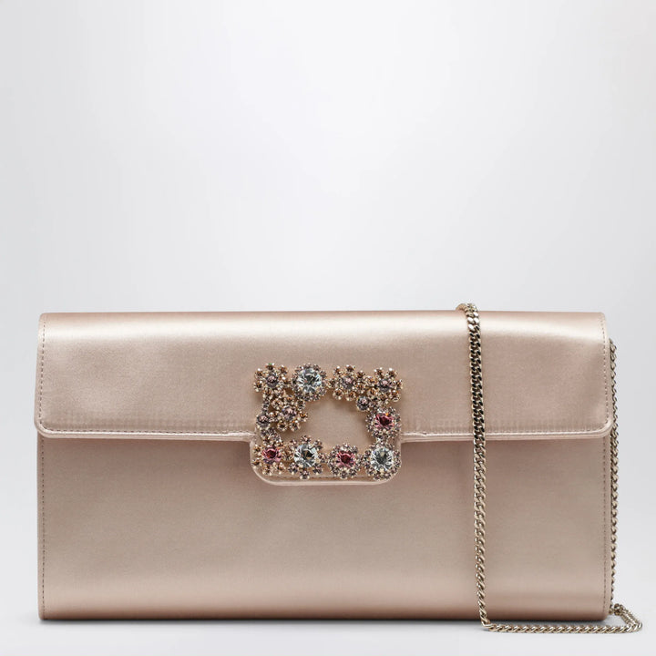 ROGER VIVIER - Light pink satin clutch bag with buckle Brand Apparel &amp; Accessories U