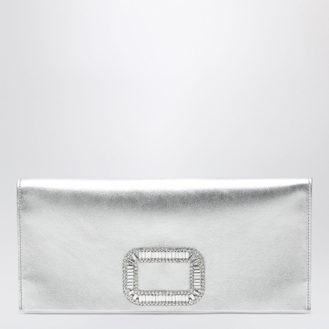 Apparel &amp; Accessories TU ROGER VIVIER - Mini Pilgrim silver leather pochette Brand