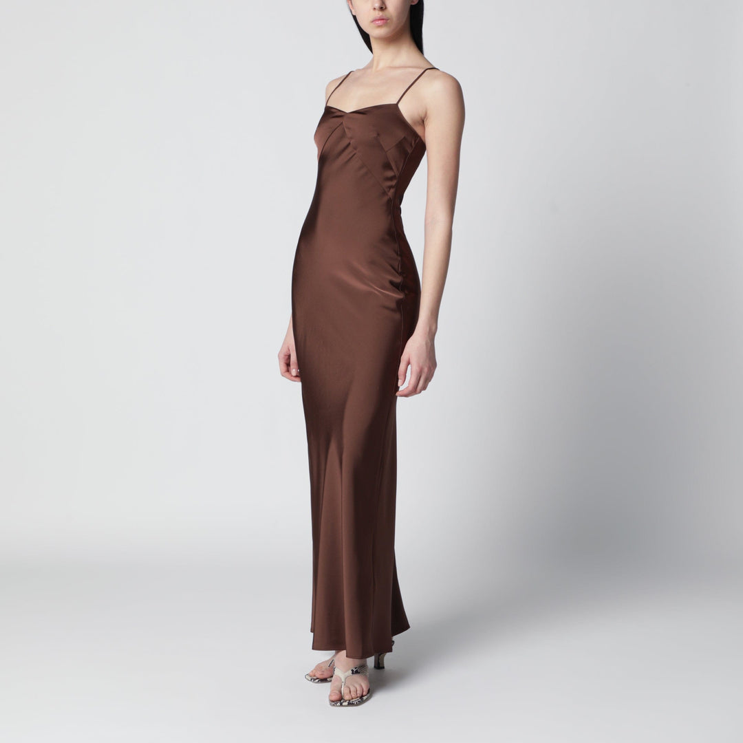Apparel &amp; Accessories ROTATE Birger Christensen - Long satin slip dress in Potting Soil Brand