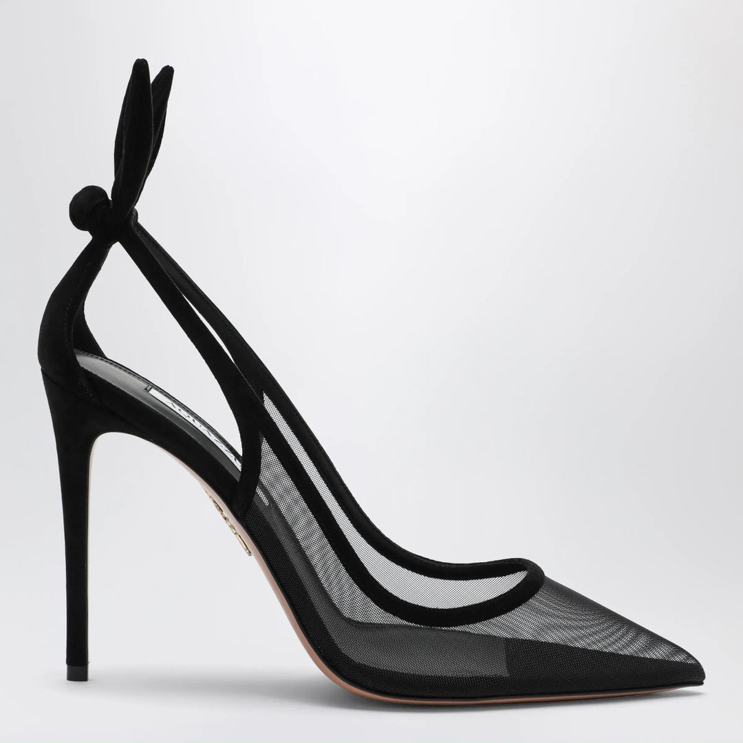 Aquazzura - Black Bow Tie pumps in mesh and suede Brand Apparel & Accessories > Shoes 36 IT