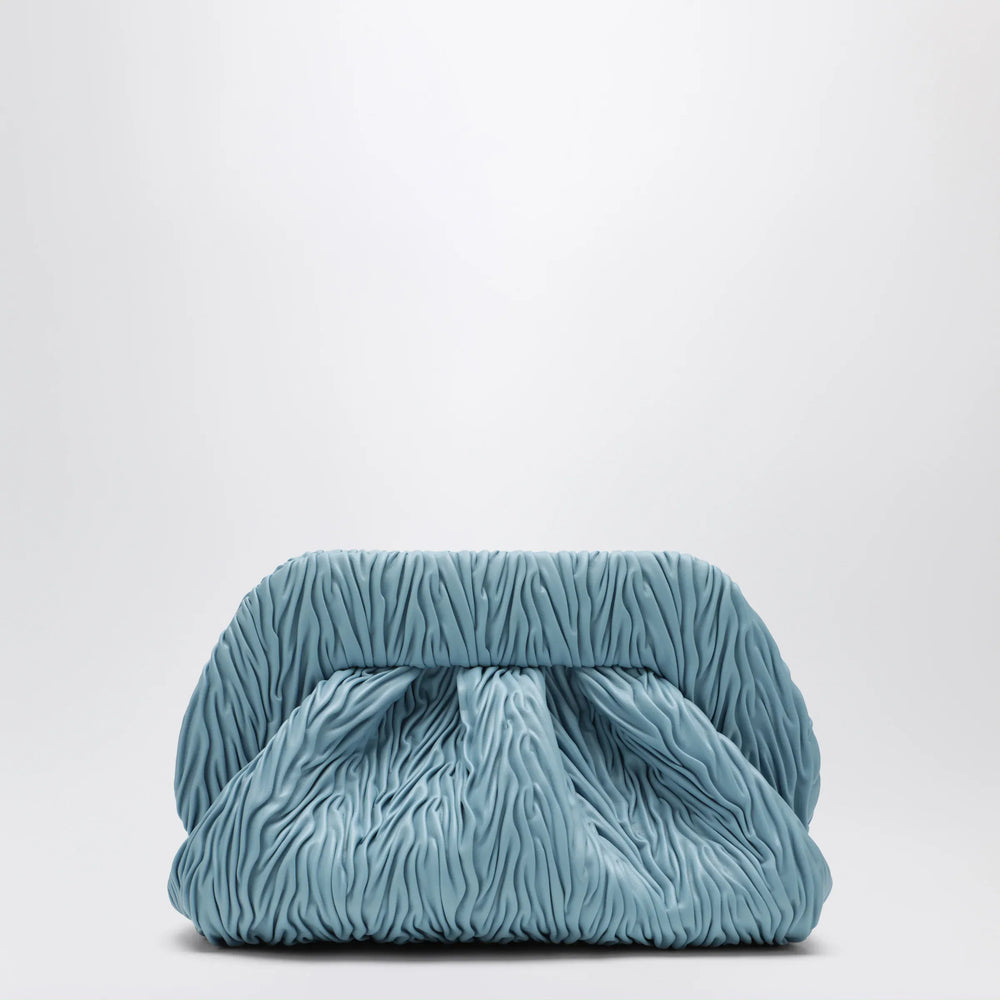 THEMOIRè - Blue ruched vegan leather Bios clutch Brand Apparel & Accessories TU