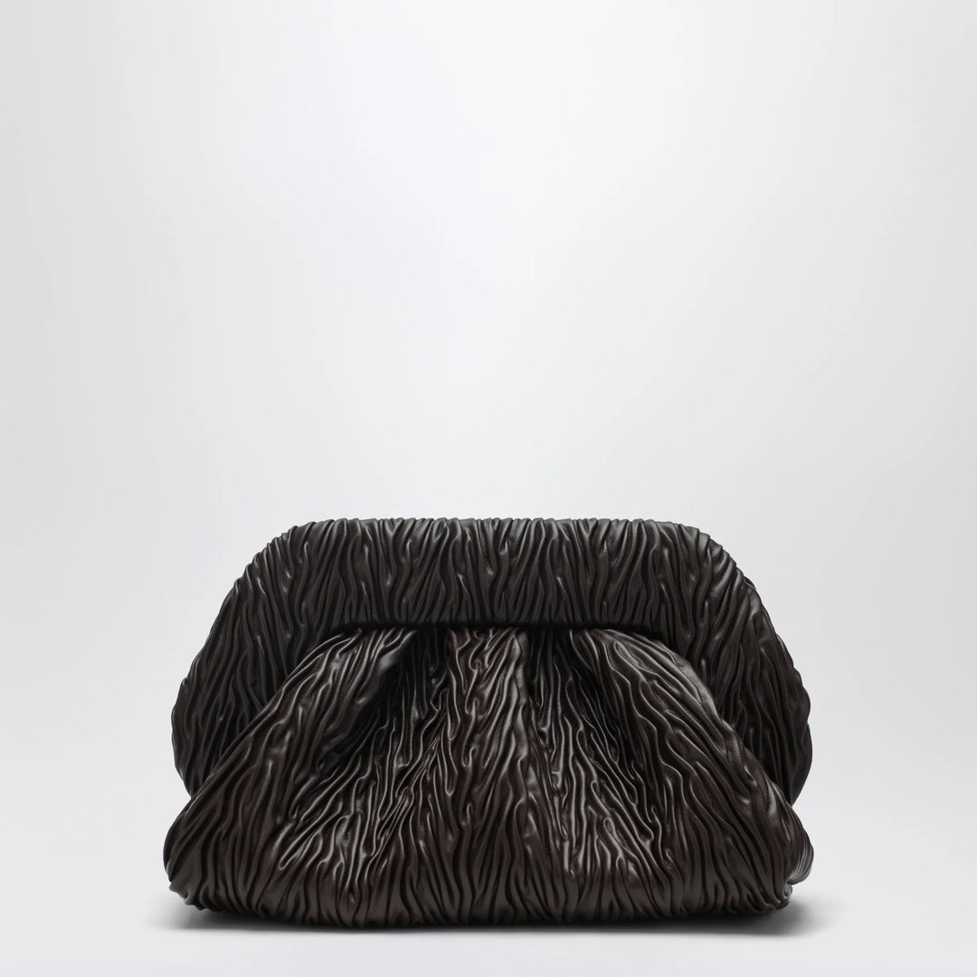 THEMOIRè - Brown Gathered Vegan Leather Clutch Brand Apparel &amp; Accessories TU