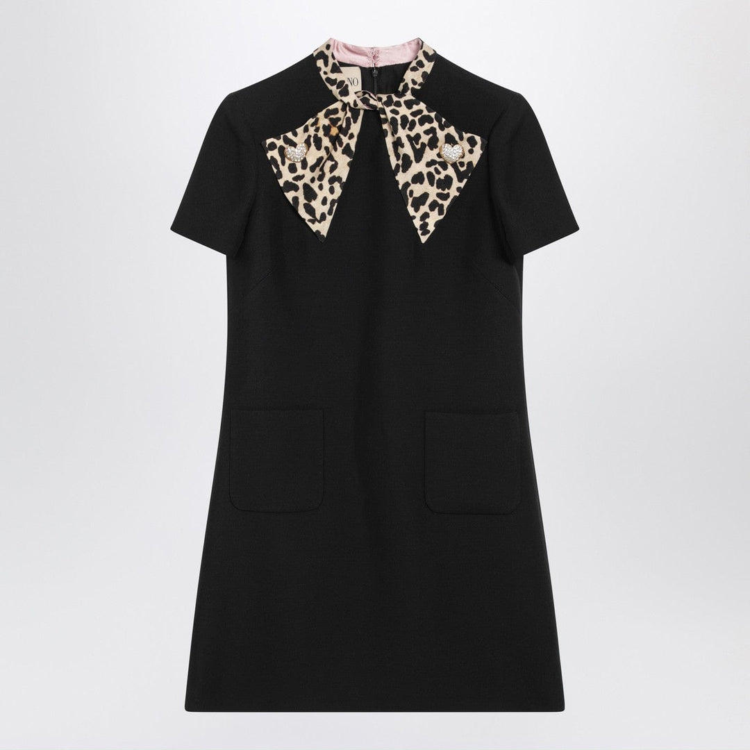 Apparel & Accessories 42  IT Valentino - Black Crepe Couture dress with animal-print bow Brand