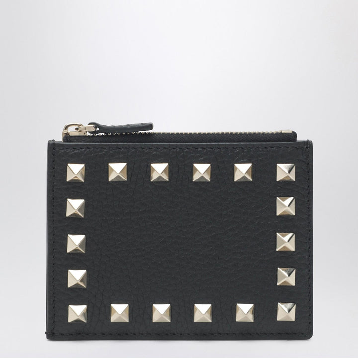 Apparel &amp; Accessories TU Valentino Garavani - Black leather Rockstud zip card holder Brand