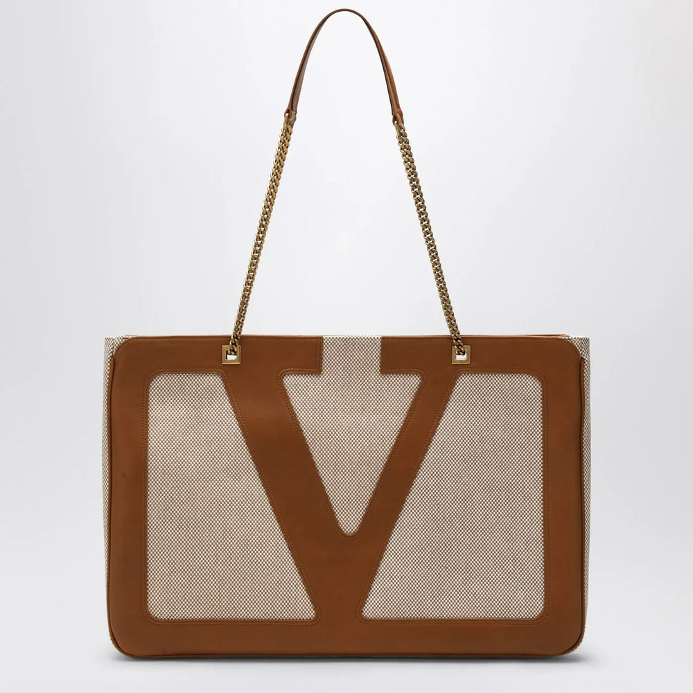 Valentino Garavani - Large Viva Superstar Bag in Natural/Spice Canvas Brand Apparel & Accessories TU