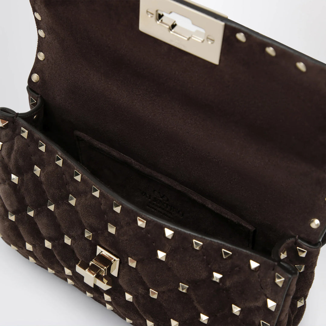 Valentino Garavani - Rockstud Spike bag in brown suede Brand Apparel &amp; Accessories U