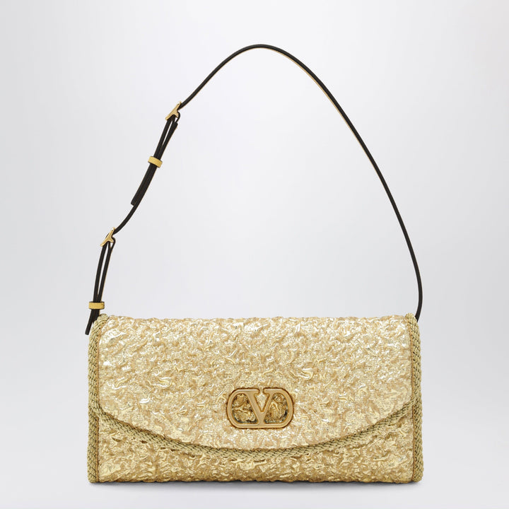 Apparel &amp; Accessories TU Valentino Garavani - Small DeVain bag in gold cloqué jacquard fabric Brand