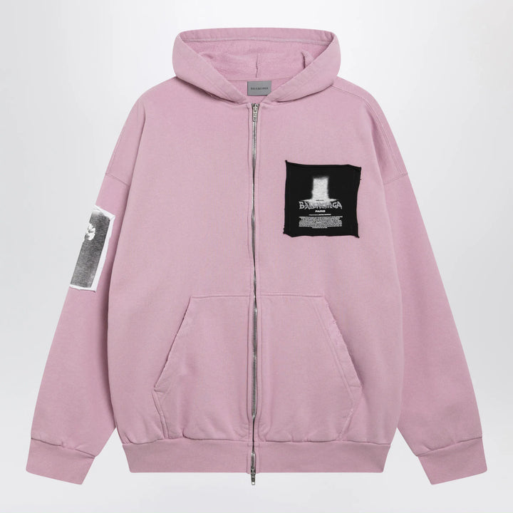 Balenciaga - Antique pink cotton jersey zip-up hoodie Brand XS