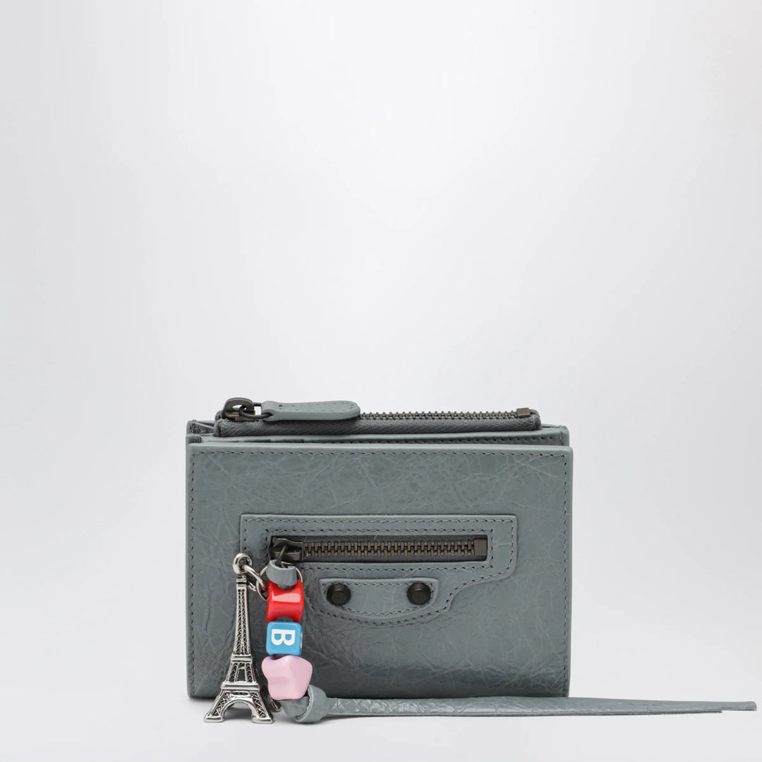 Balenciaga - Le City bifold lambskin wallet in blue-grey Brand U