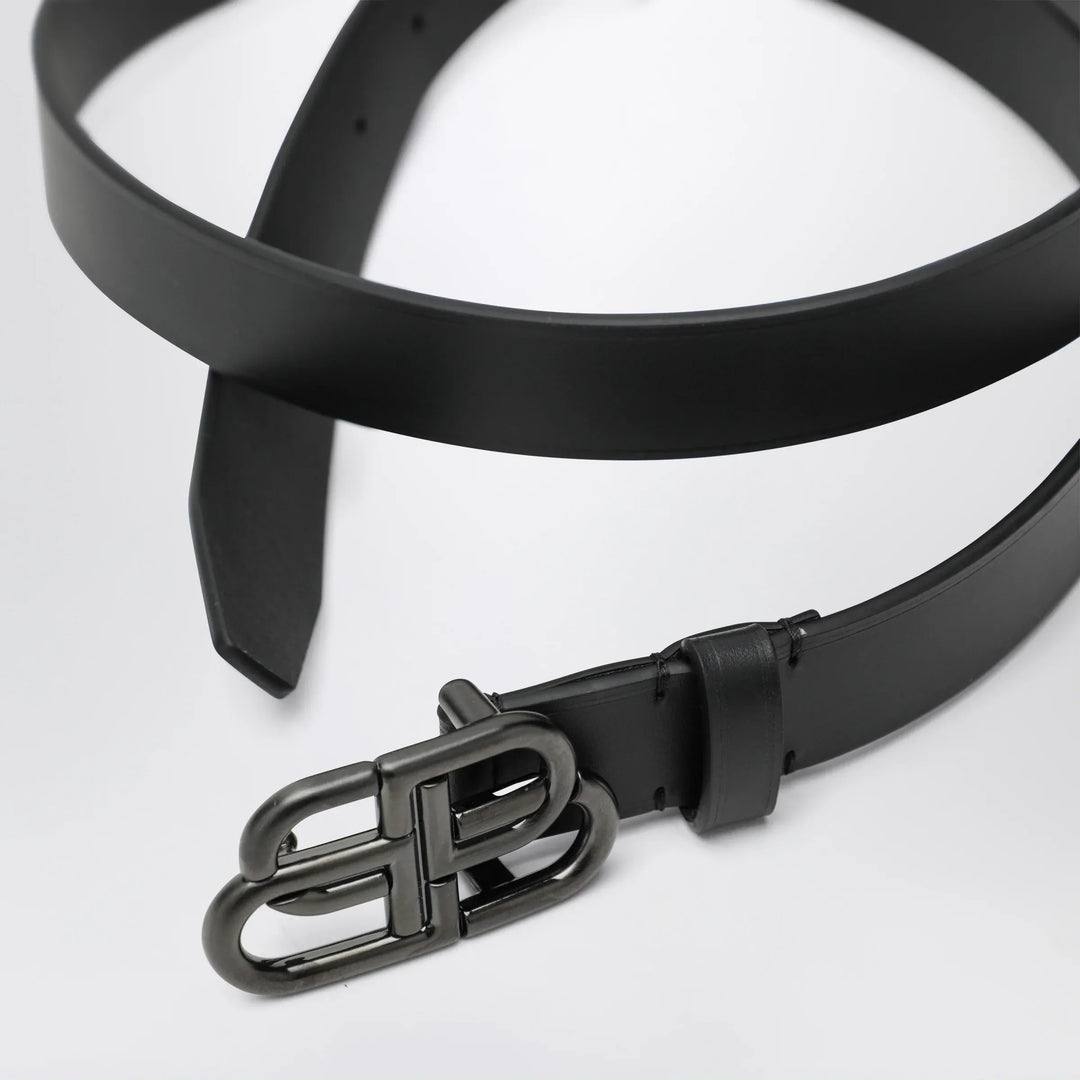 Balenciaga - Slim BB belt in calfskin leather in black Brand