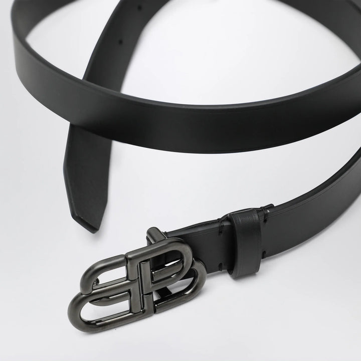 Balenciaga - Slim BB belt in calfskin leather in black Brand