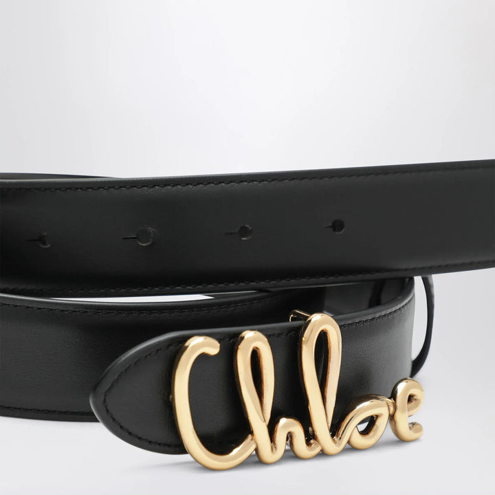 Chloé - Iconic calfskin leather belt in black Brand Belts