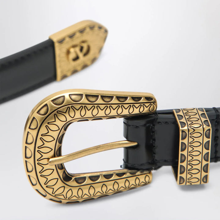 Valentino Garavani - Black VLogo Signature belt in polished calfskin Brand Belts