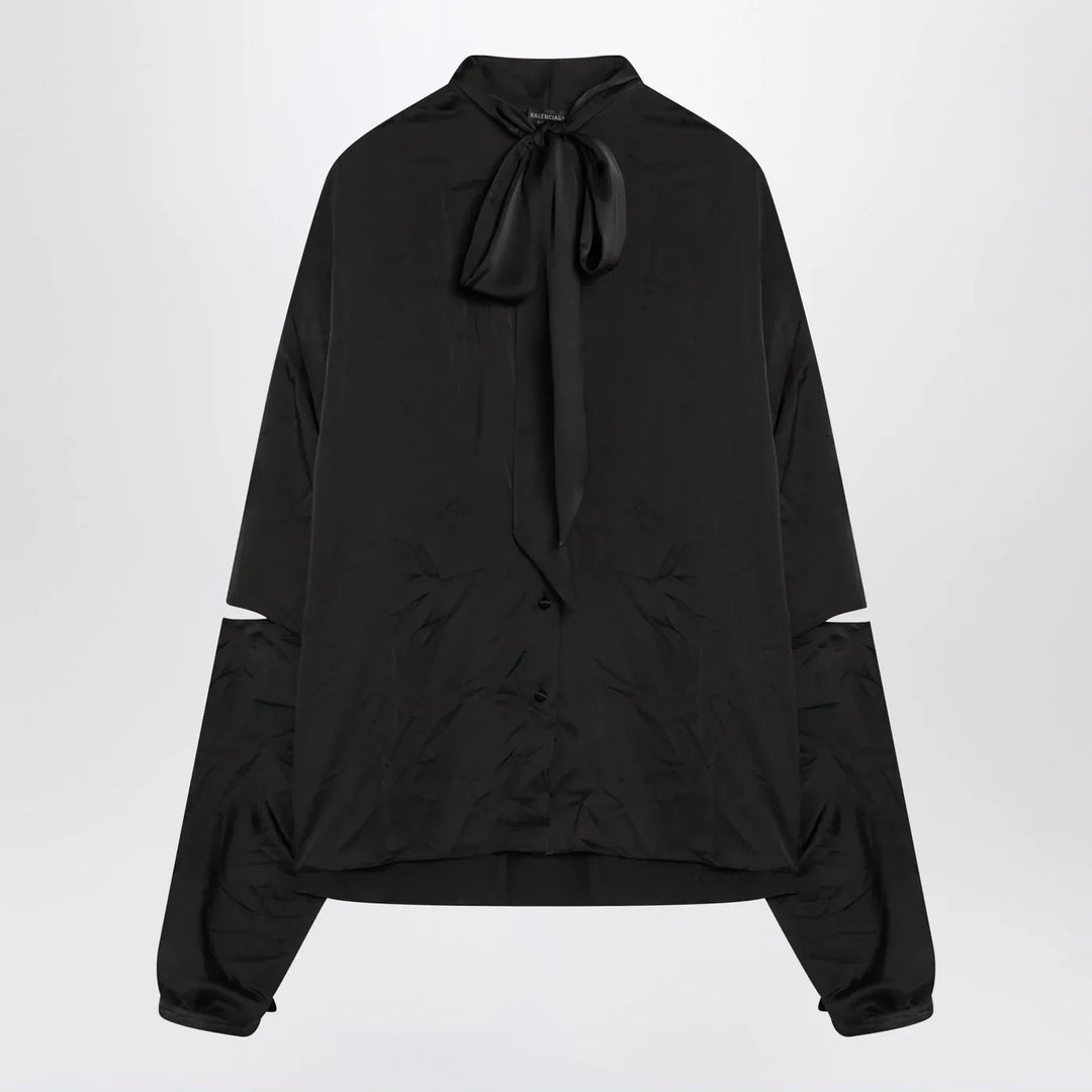 Balenciaga - Black satin blouse with bow Brand Blouse 36  FR