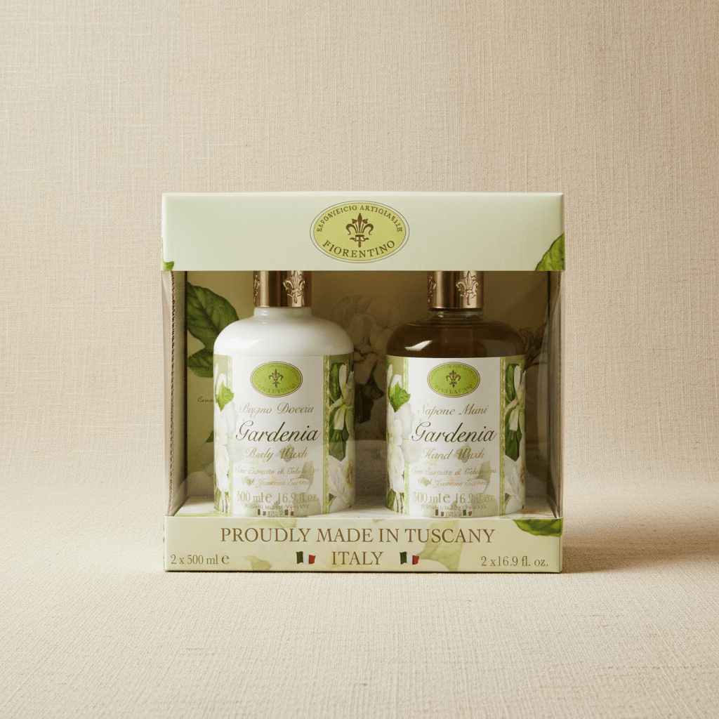 Saponificio Artigianale Fiorentino Gardenia Body &amp; Hand Wash Luxury Soap 2pcs Brand Body and Hand Wash Bundles
