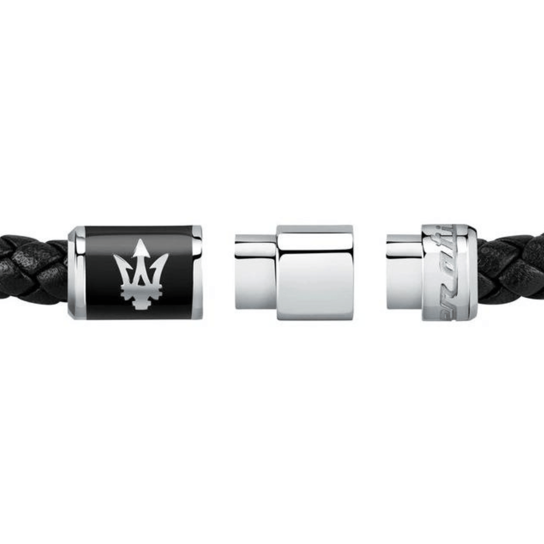 Maserati Bracelets Maserati Jewels Black Leather Bracelet Brand