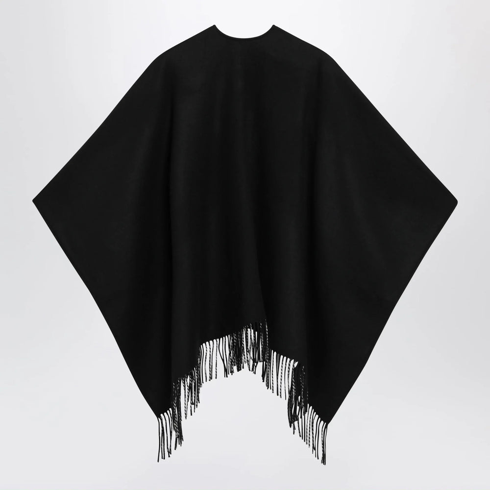Burberry - Reversible wool check cape with fringes in black Brand Cape U