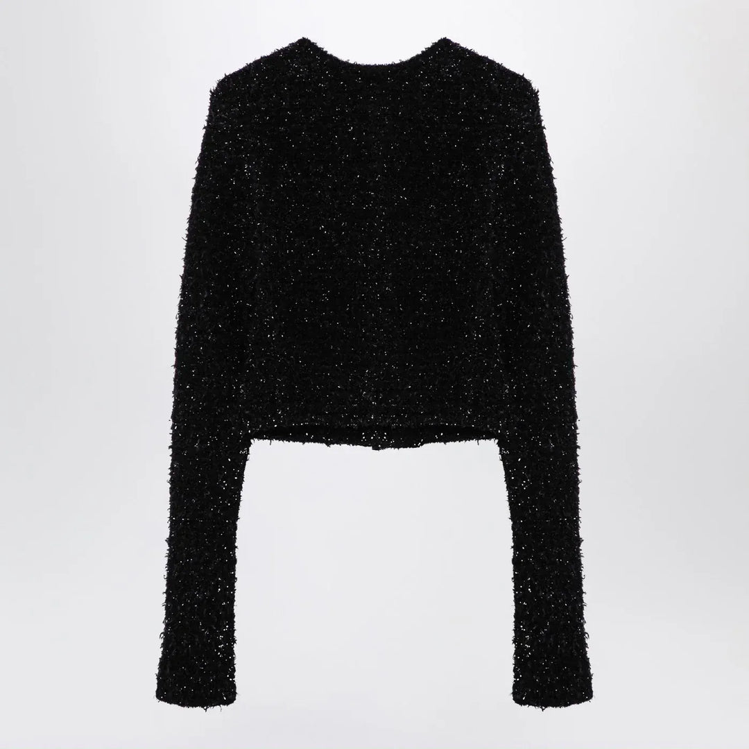 Balenciaga - Black cotton blend tweed cropped cardigan Brand Cardigan M