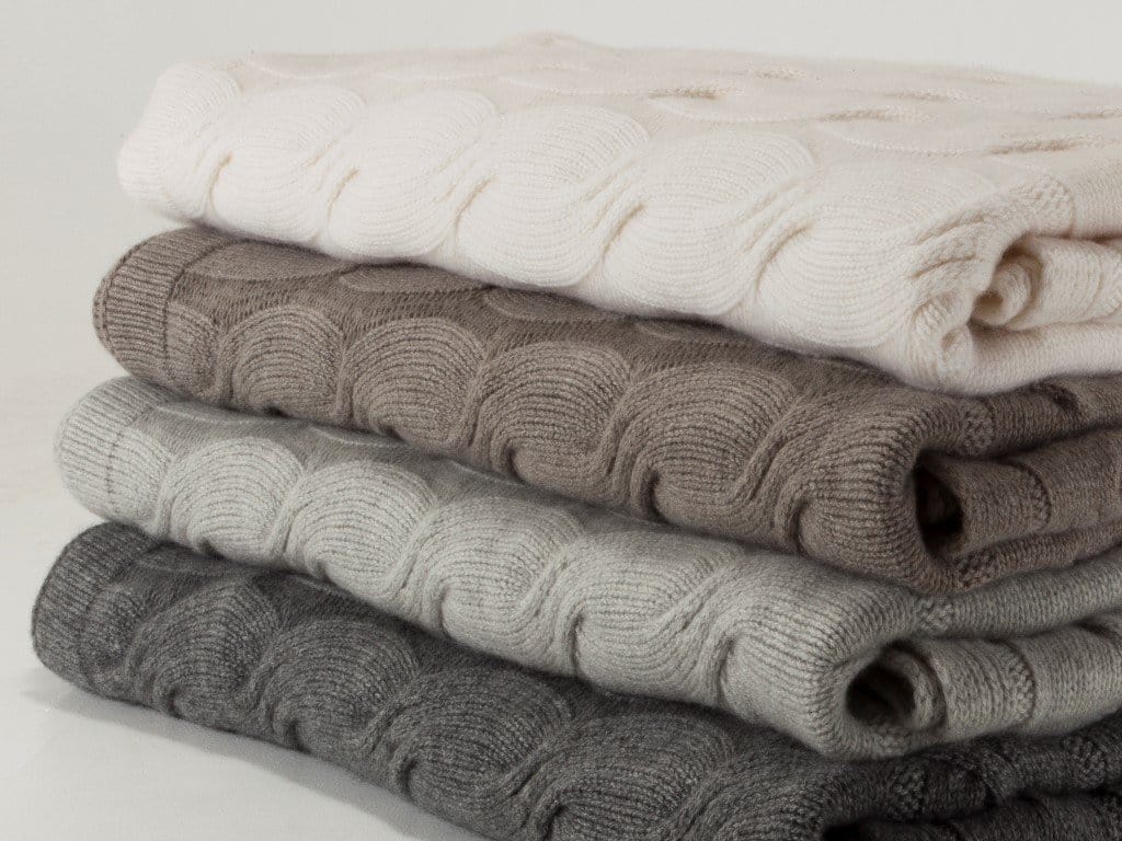 Bemboka CASHMERE THROWS 120x200cm Natural Bemboka Chunky Cable Italian Cashmere Throws - Pre-Shrunk Brand