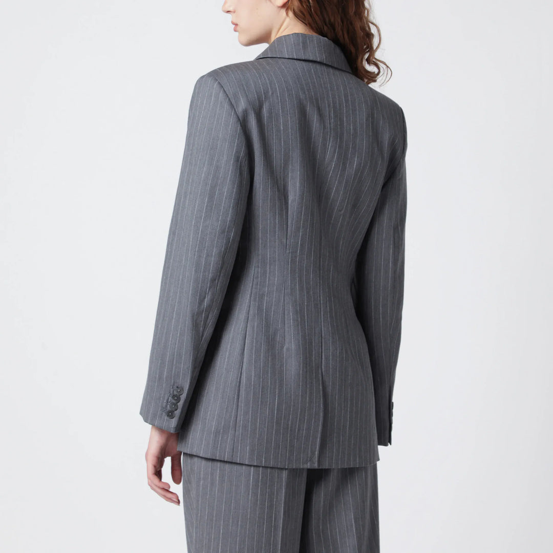 ANINE BING - Tiphaine blazer in light grey pinstripe fabric Brand Coats &amp; Jackets