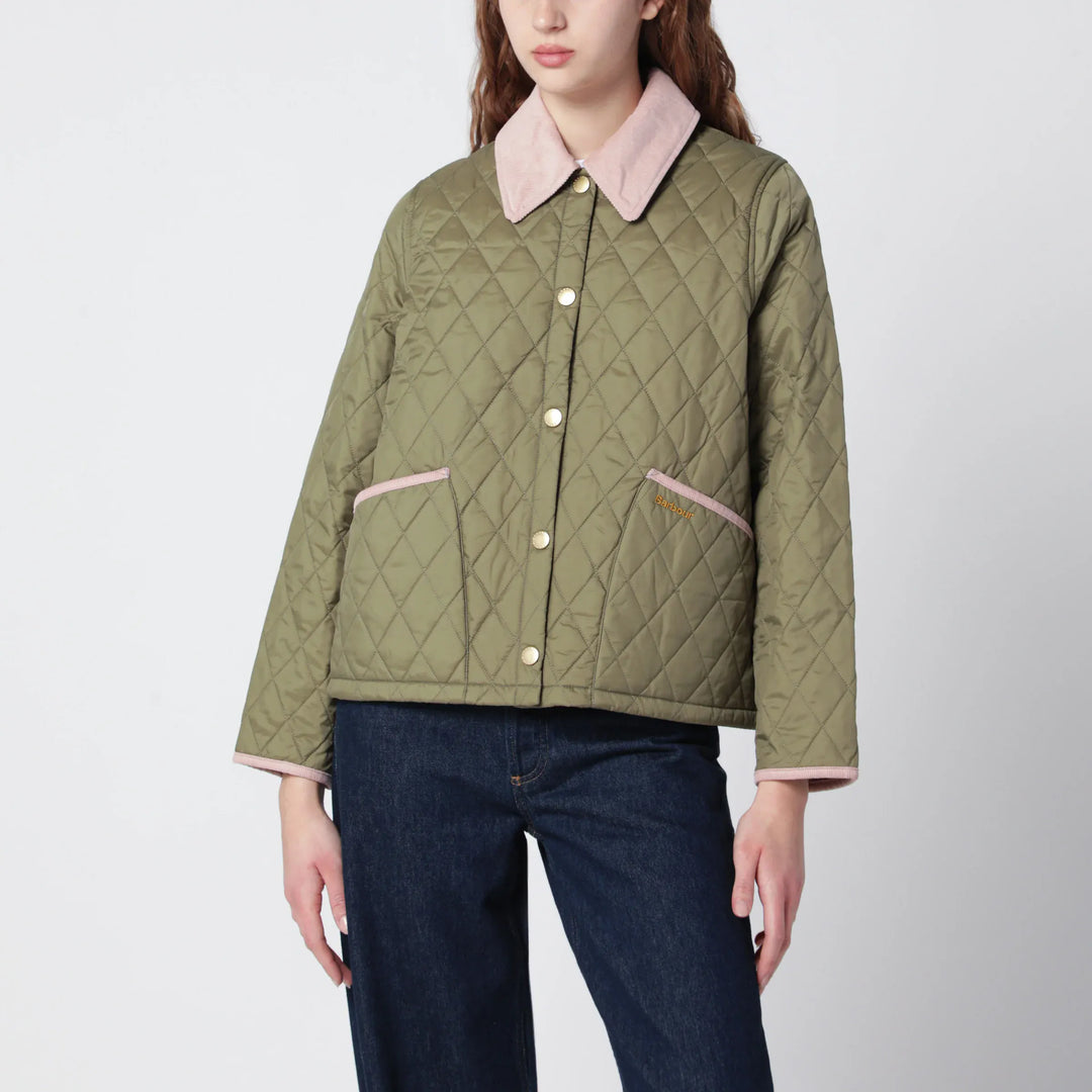 Barbour - Liddesdale Cropped Icons quilted jacket in olive green Brand Coats &amp; Jackets 12 UK