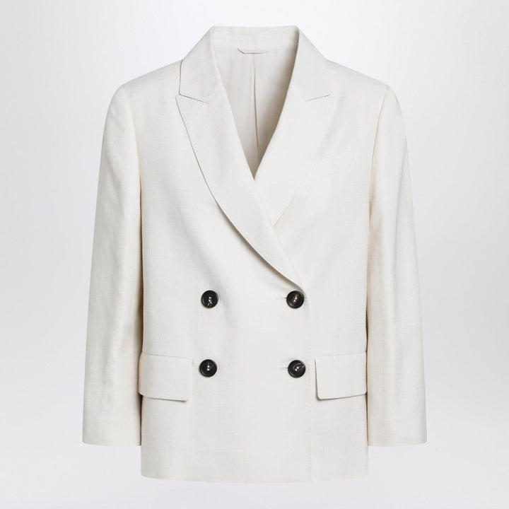 Coats &amp; Jackets Brunello Cucinelli - Ivory fluid twill jacket in viscose and linen Brand