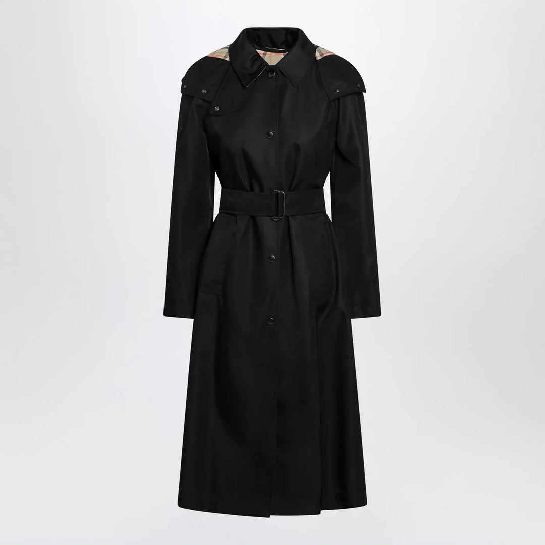 Burberry - Long black nylon car coat Brand Coats &amp; Jackets 8 UK
