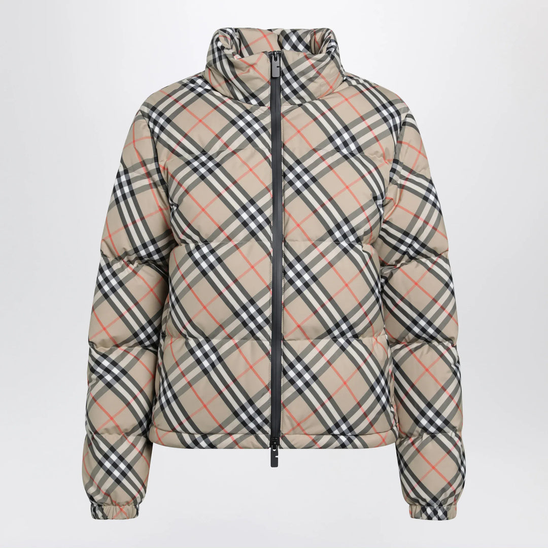 Burberry - Sand Check Ambleside Down Jacket Brand Coats &amp; Jackets S