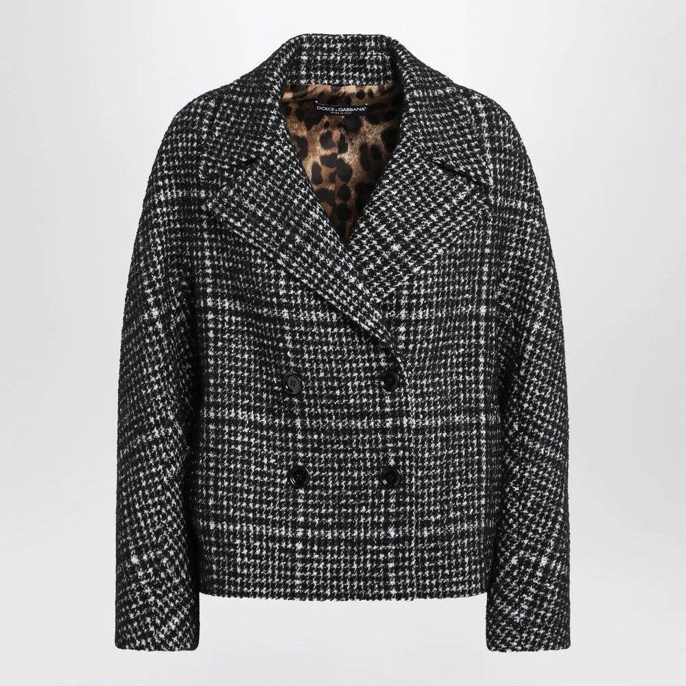 Dolce&Gabbana - Black/white houndstooth jacket Brand Coats & Jackets 42  IT