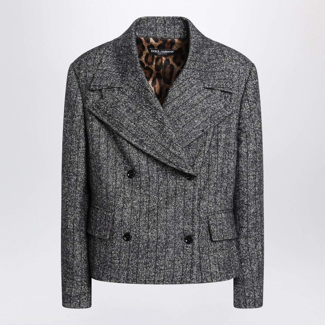 Coats & Jackets Dolce&Gabbana - Dark grey short oversized striped jacket Brand
