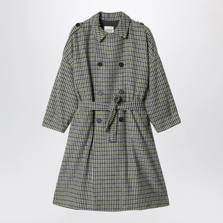 Douuod - Double-breasted wool-blend trench coat with check pattern Brand Coats &amp; Jackets 10Y