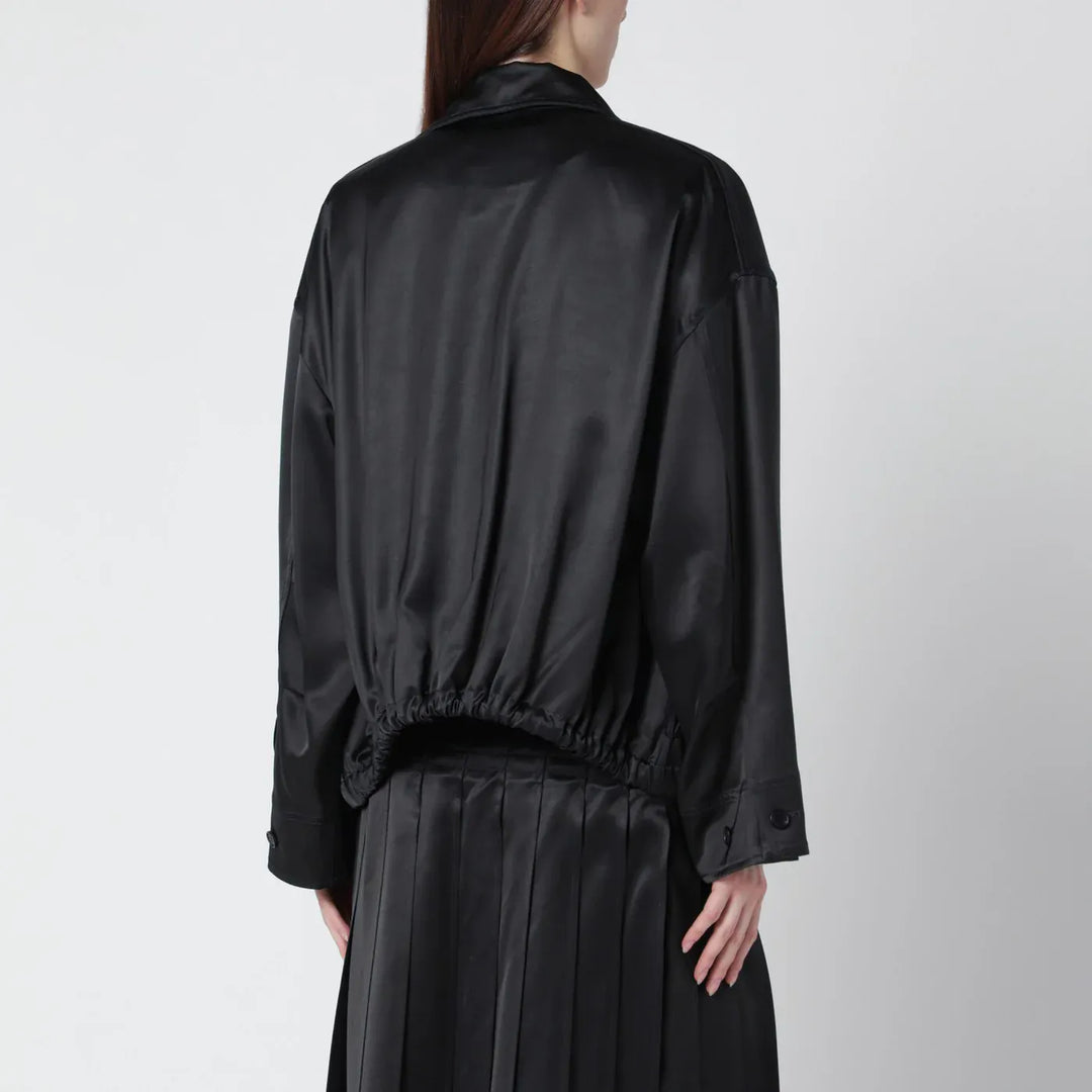 Durazzi Milano - Dark grey glossy viscose shirt jacket Brand Coats &amp; Jackets