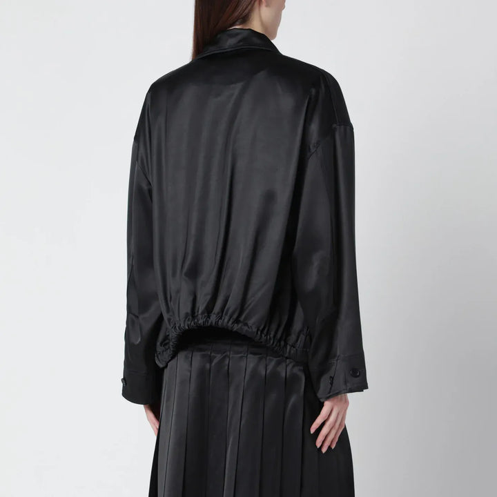 Durazzi Milano - Dark grey glossy viscose shirt jacket Brand Coats &amp; Jackets