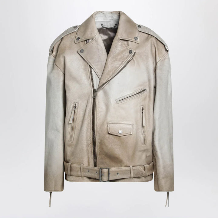Golden Goose - Beige leather Phoebe jacket Brand Coats &amp; Jackets S