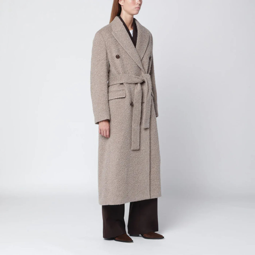 Golden Goose - Greige wool-blend belted coat Brand Coats &amp; Jackets 42  IT
