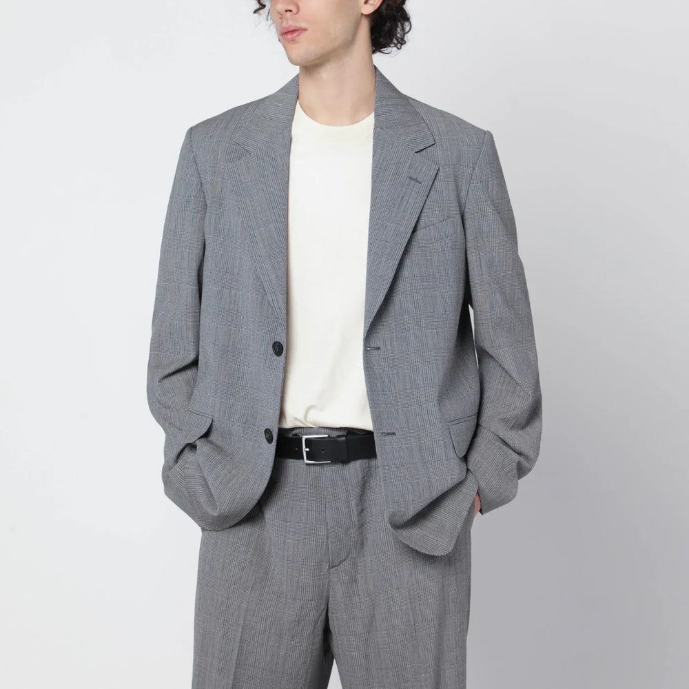 Golden Goose - Grey single-breasted Prince of Wales jacket Brand Coats & Jackets 48 IT