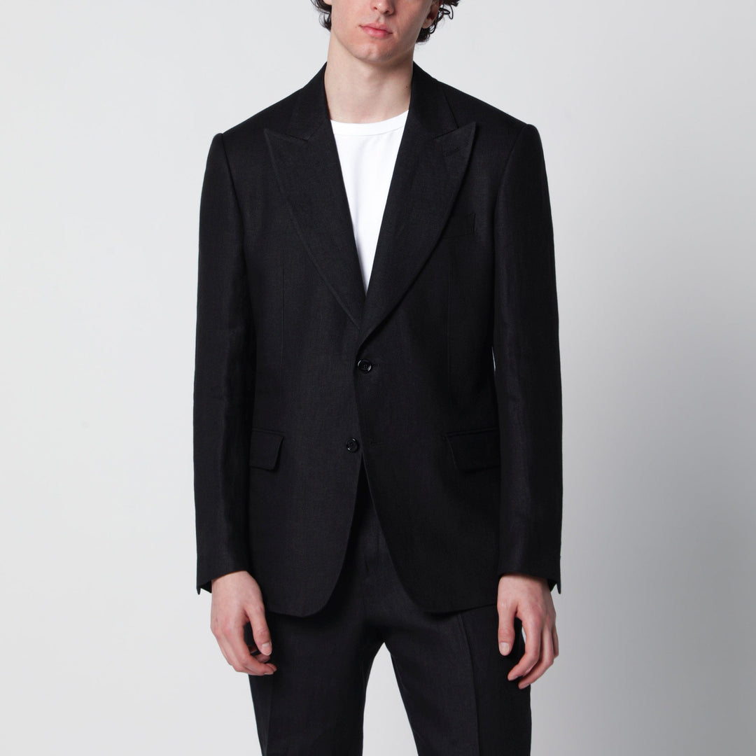 Coats &amp; Jackets Lardini - Single-Breasted Black Linen Jacket Brand