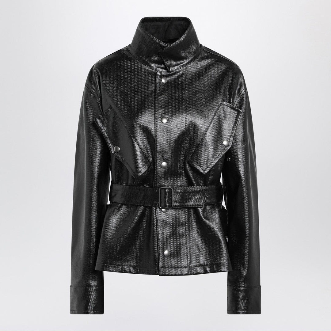 Coats &amp; Jackets 42  IT Maison Margiela - Black cotton laminated belted jacket Brand