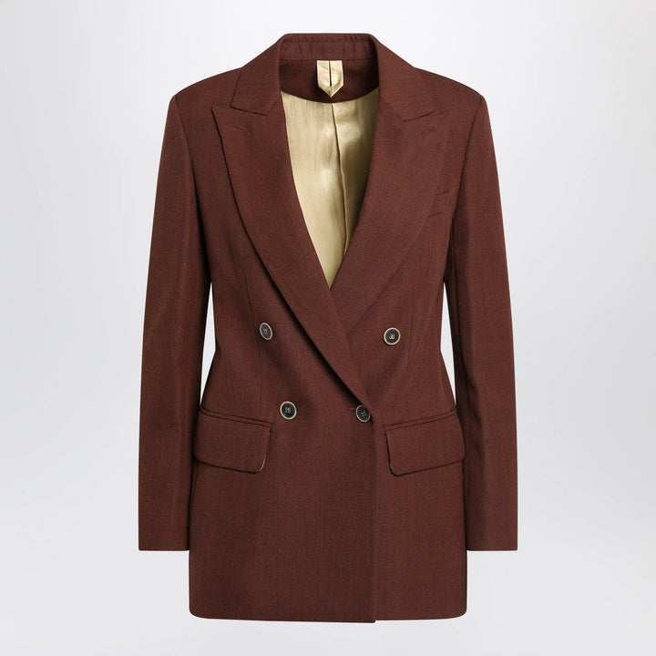 Max Mara - Earth-tone jacket in wool grain de poudre Brand Coats &amp; Jackets 42  IT