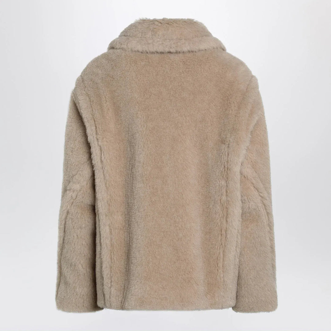 Max Mara - Light beige alpaca and wool teddy cropped coat Brand Coats &amp; Jackets