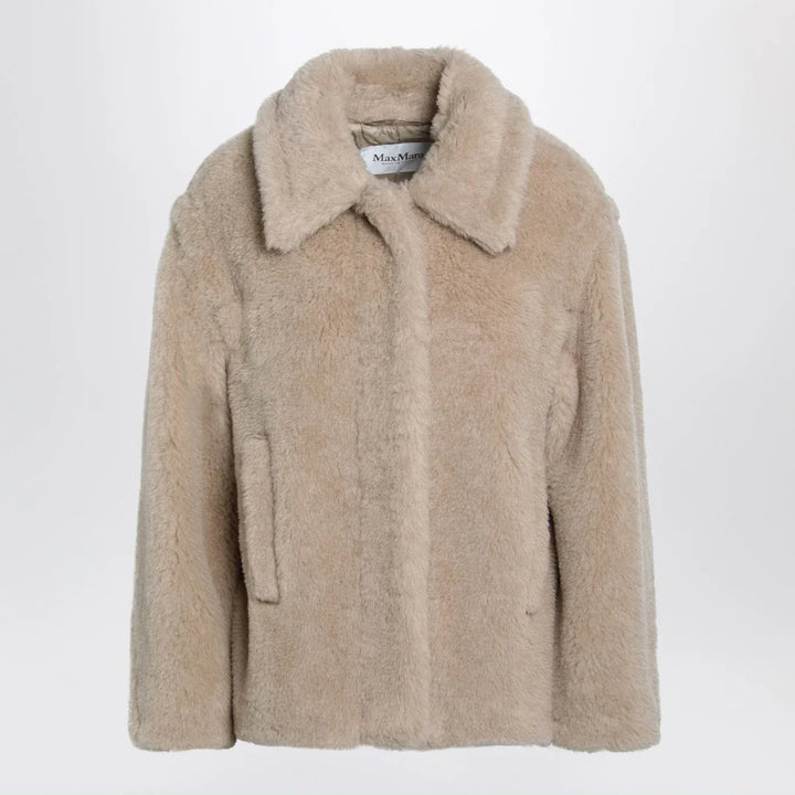Max Mara - Light beige alpaca and wool teddy cropped coat Brand Coats &amp; Jackets 38  IT
