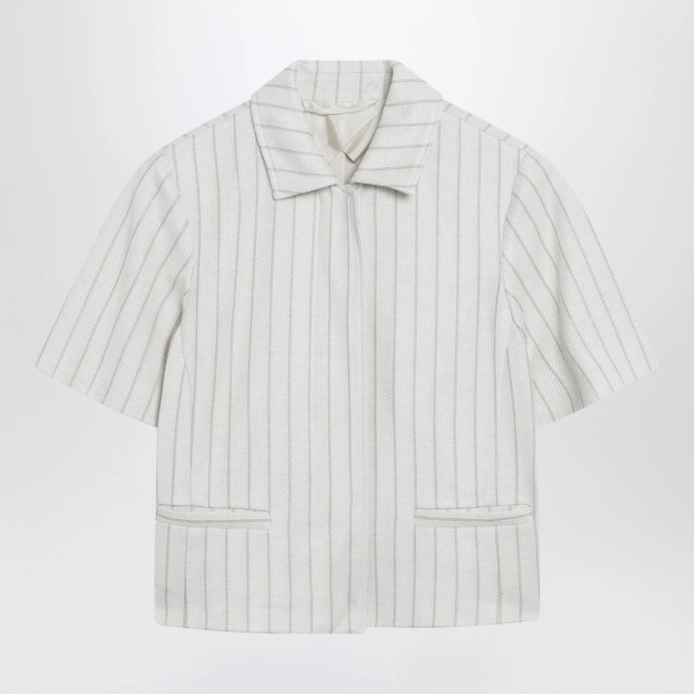 Max Mara - Pinstripe piqué jersey jacket Brand Coats & Jackets 42  IT