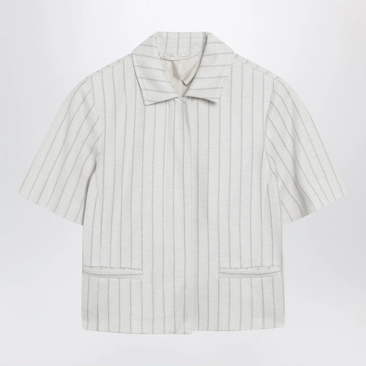 Max Mara - Pinstripe piqué jersey jacket Brand Coats &amp; Jackets 42  IT