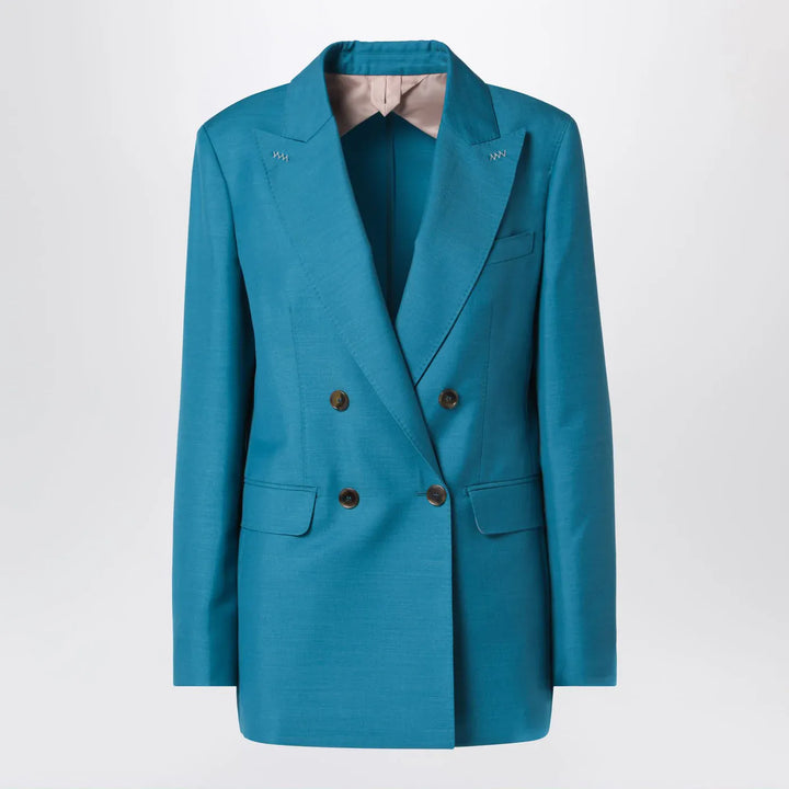 Max Mara - Turquoise wool-blend double-breasted jacket Brand Coats &amp; Jackets 40  IT