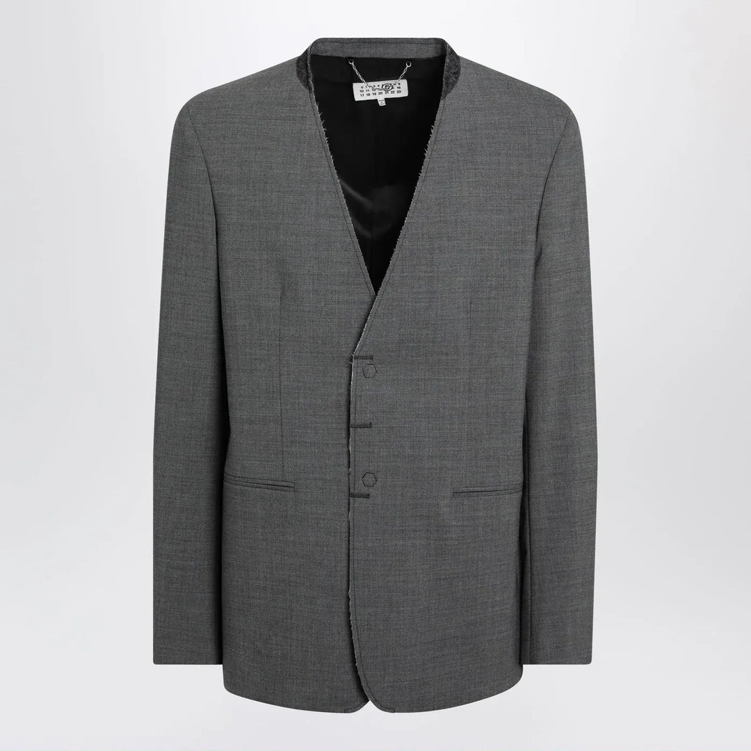 MM6 Maison Margiela - Grey mélange wool-blend jacket Brand Coats &amp; Jackets 48 IT