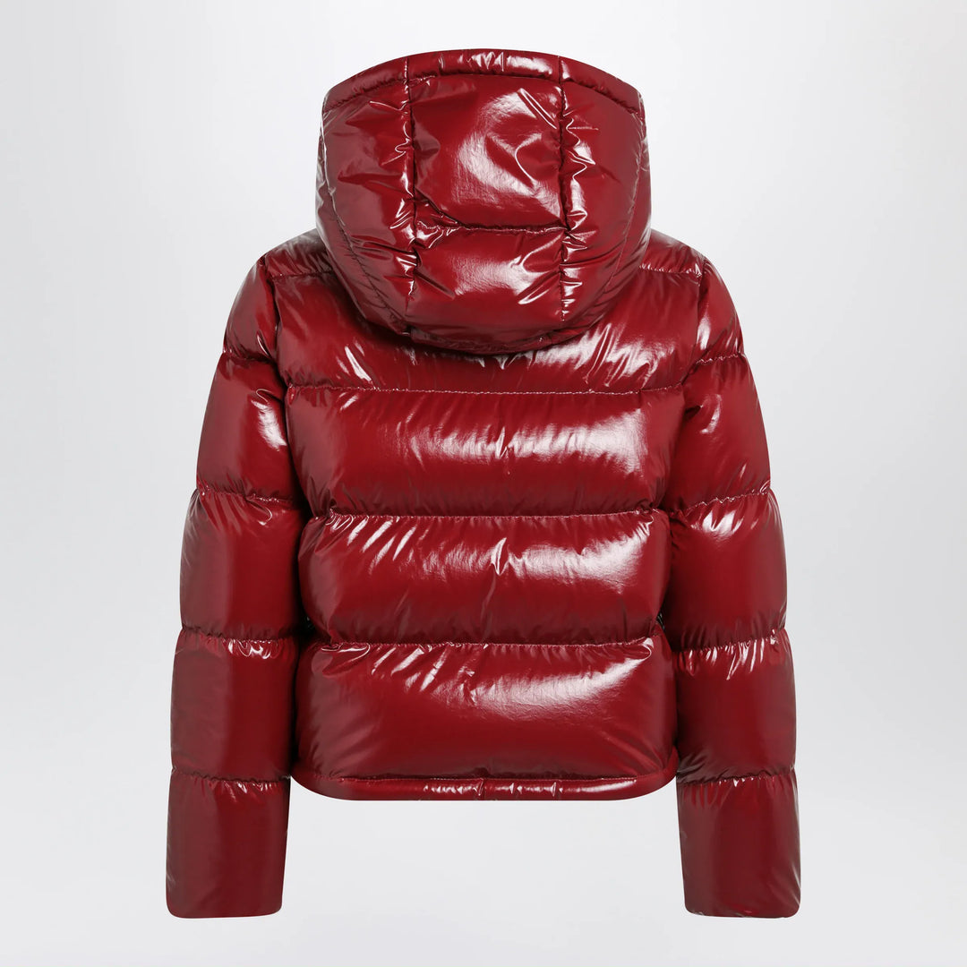 Moncler - Niveole cropped down jacket in glossy nylon red Brand Coats &amp; Jackets