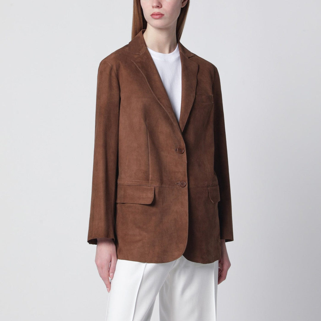 Coats &amp; Jackets Salvatore Santoro - Brown suede single-breasted jacket Brand