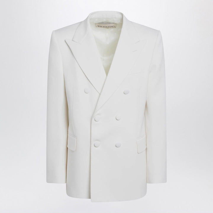 Coats &amp; Jackets 50 IT Valentino - Milk-colored double-breasted jacket in wool Brand